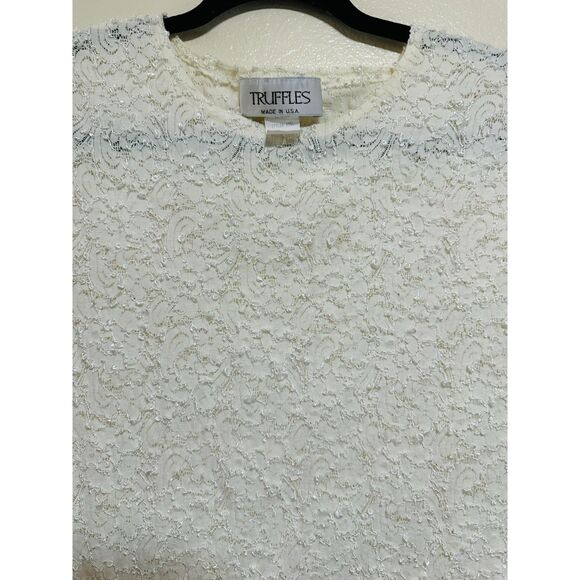 Truffles Women's Stretchy Textured Short Sleeve Top Size L - Picture 2 of 4